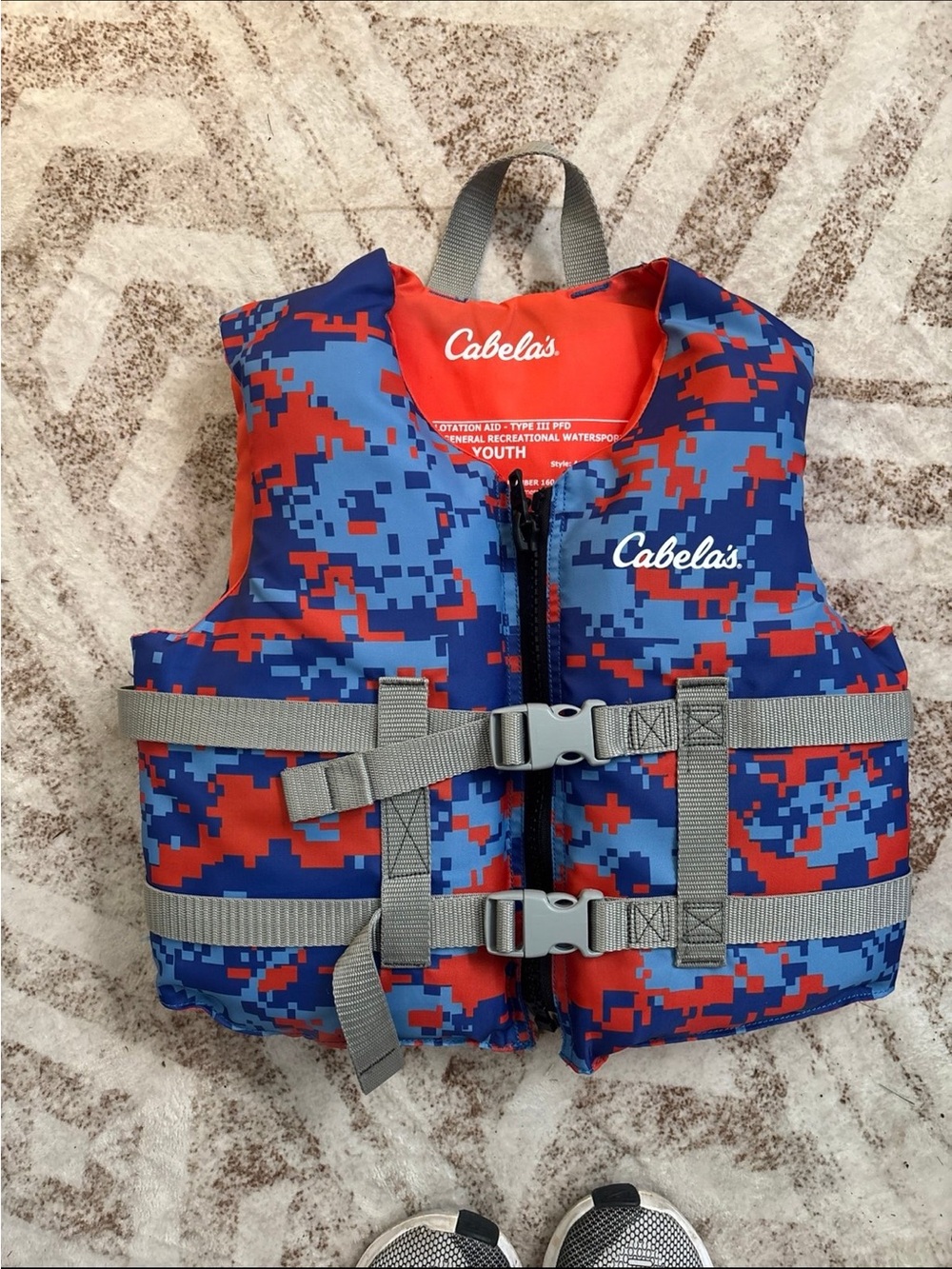 Cabela's Youth Life Jacket - Blue and Orange Digital Camo